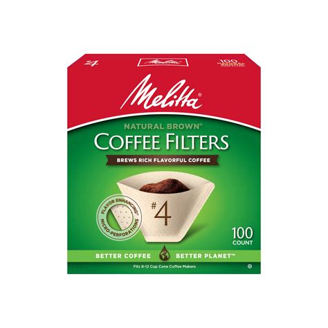 MELITTA Natural Brown #4 Cone Filters, Cone Coffee Filters, Replacement ...