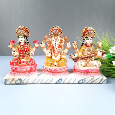 Laxmi Ganesh Saraswati Idol - Perfect for Home & Office Decor