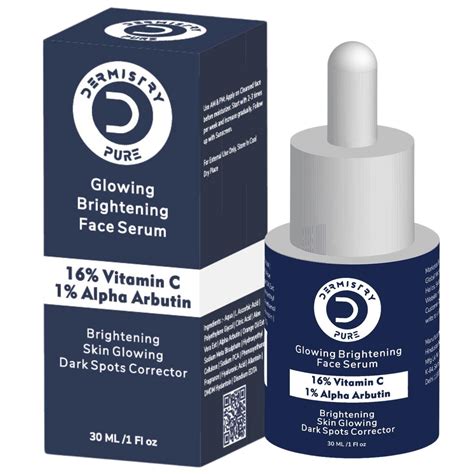 Dermistry Pure 16% Vitamin C 1% Alpha Arbutin Glowing Brightening Face ...