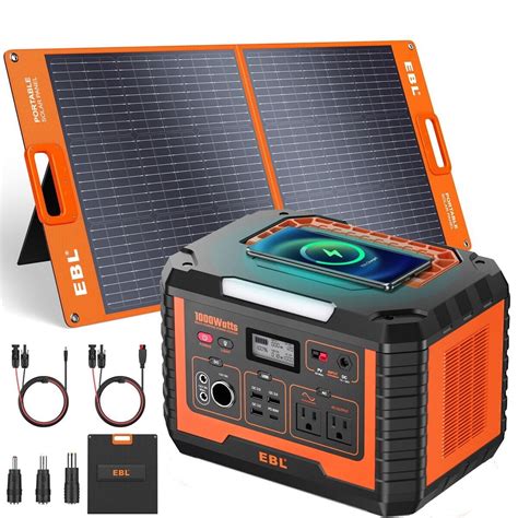 EBL Portable Power Station, Solar Generator 1000W and 100W Portable ...