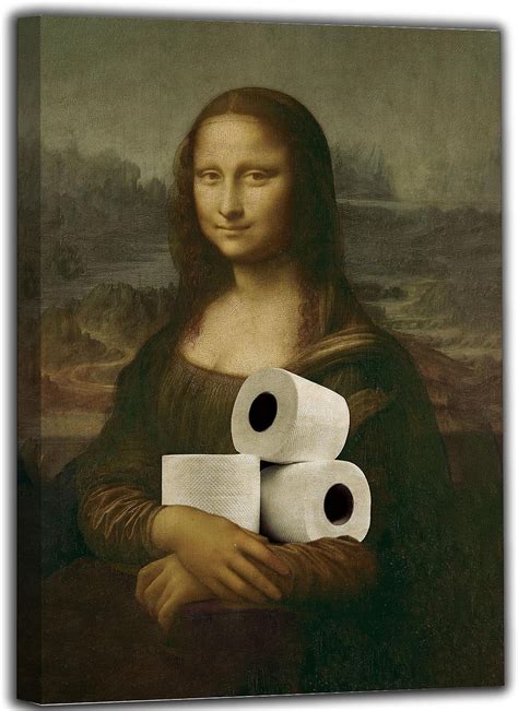 KSIW-Frame Funny Vintage Bathroom Wall Art Mona Lisa Portrait Classical ...