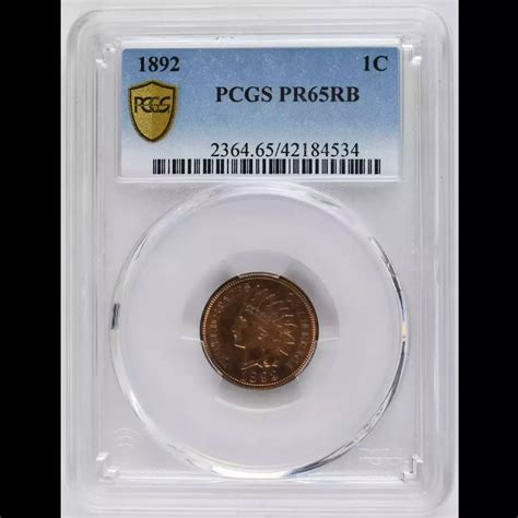 1892 Indian Head Cent PCGS PR-65 RB - Harbor Coin Company