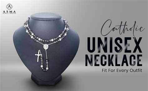 Asma Jewel House Unisex Christian Catholic Black Silver Stainless Steel ...