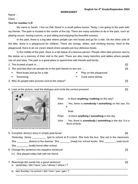 Image result for 4th Class English Worksheet