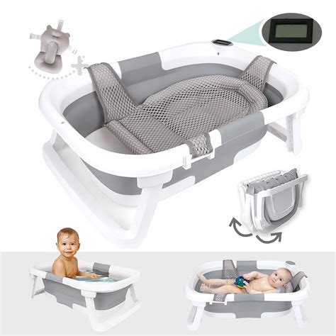 Amazon.com: BEBELEH™ Collapsible Baby Bathtub with Thermometer ...