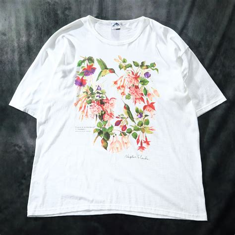 flower & humming bird design Tee | 古着屋 KafuCa