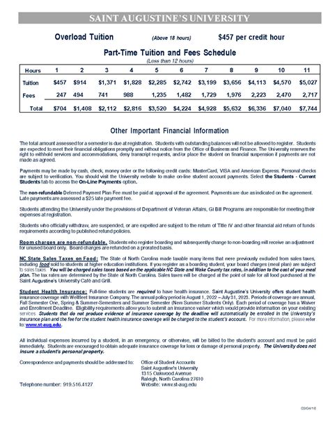 Tuition and Fees - Saint Augustine's University