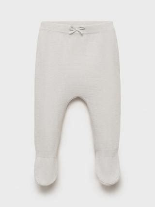 Mango Baby Linop Knitted Enclosed Foot Leggings, Pastel Grey