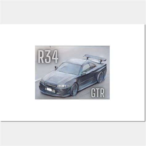 Nissan GTR R34 - Cartoon Design - Nissan - Posters and Art Prints ...