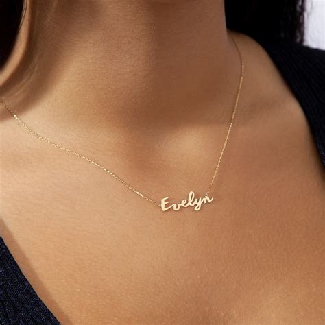 14K Gold Name Necklace Personalized Gold Name Necklace 14K | Etsy