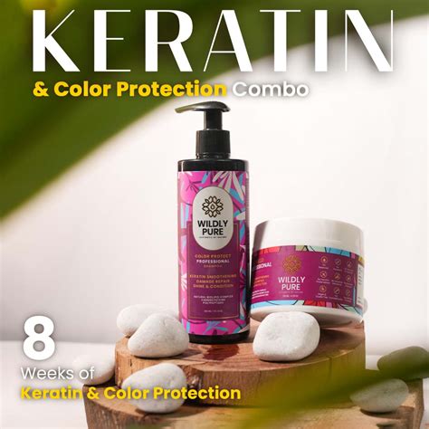 Plant Keratin Color Protection Shampoo & Mask Combo with Biolipids & H ...