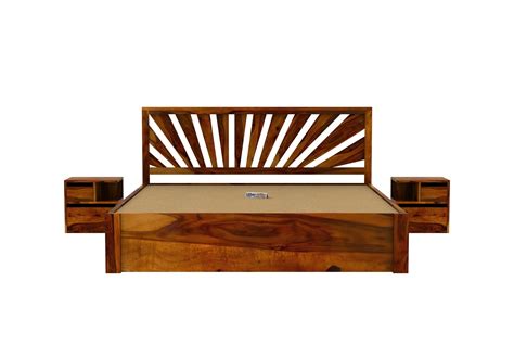 Buy Jerry Wooden Hydraulic Bed King Size (Honey Finish) Online in India ...