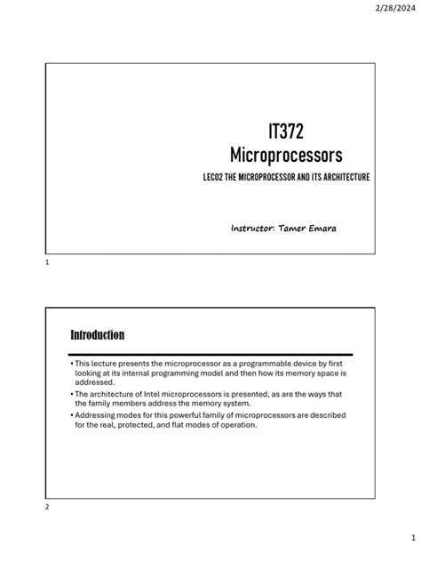 Lec02 The Microprocessor and its Architecture | PDF | Computer Hardware | Computer Architecture