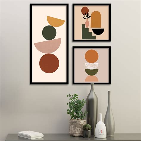 Boho circular motif set of 3 framed wall art — ART STREET