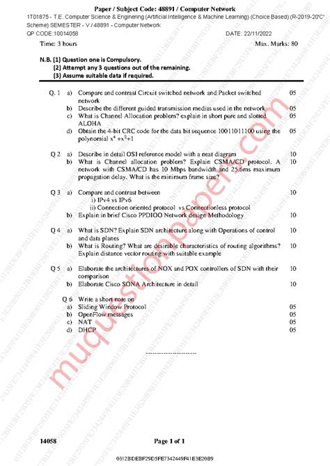 B9 E2 48891 Computer Network Semester 5 Exam Paper - Dec 2022 - Studocu
