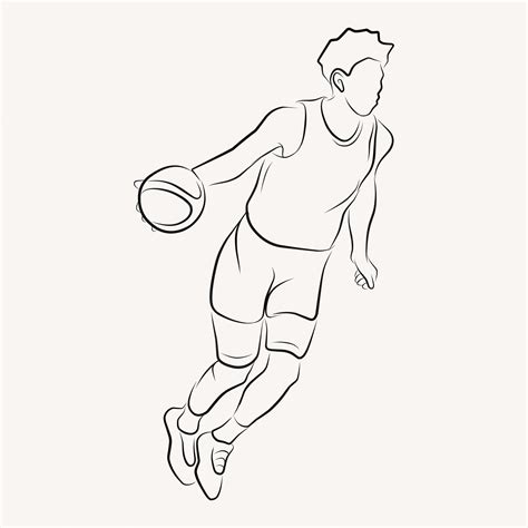 Premium Vector | People play basketball line art illustration