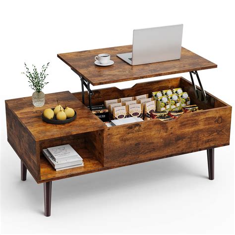 Lift Top Coffee Table With Hidden Compartment Storage Rustic Coffee ...