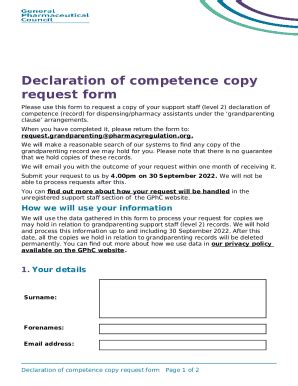 Declaration of competence copy request Doc Template | pdfFiller