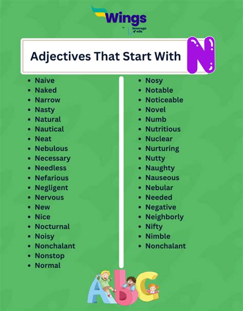 99+ Adjectives Starting With The Letter N: Meanings & Examples ...