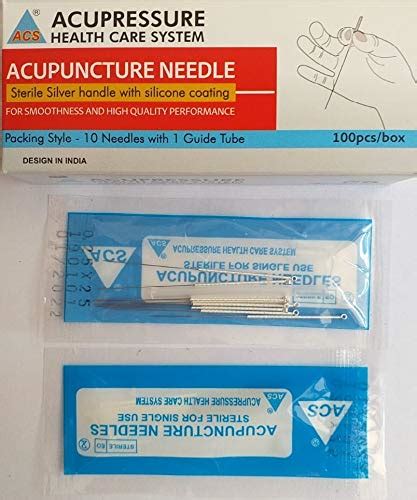ACS Acupuncture Needles Silver Handle (Size 0.25 X 13mm) 10 Needle with ...