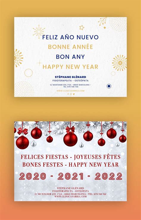 2 Cartas felices fiestas y Feliz años. 2 Cartes de Voeux joyeuses Fètes ...