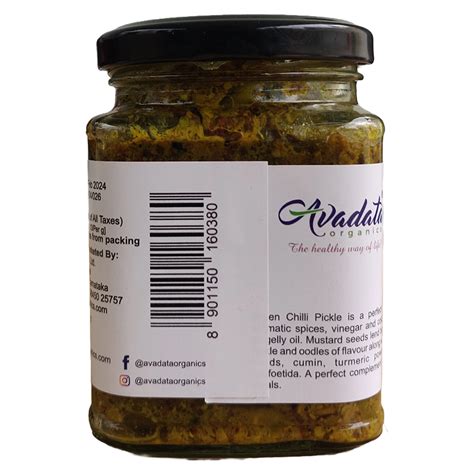 Avaleha Green Chilli Pickle 220 g – Avadata Organics