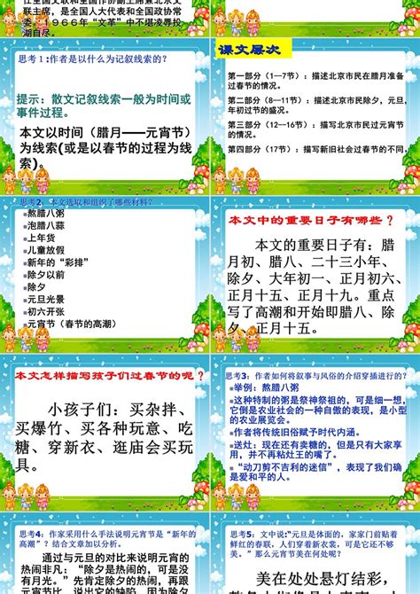 人教版新课标小学语文六年级下册《北京的春节》课件研读PPT-卡卡办公