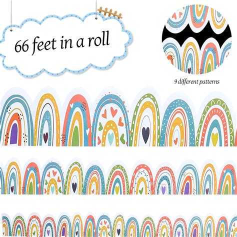 VABAMNA Bulletin Board Border 66ft Boho Rainbow Bulletin India | Ubuy