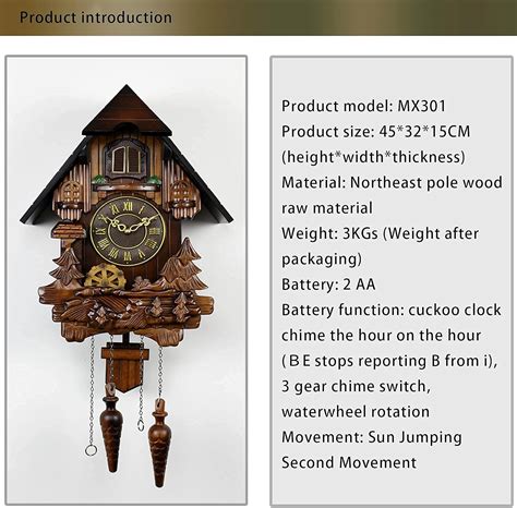 Buy ATAAY Wall Clock Outdoor Clock,Hand-Carved Cuckoo Clock Black ...