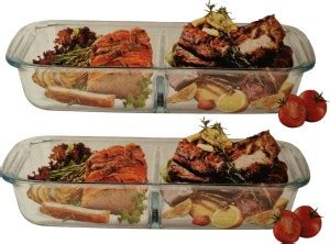 MDNSHO Borosilicate 2 partition Glass Baking Dish Square Baking Tray ...