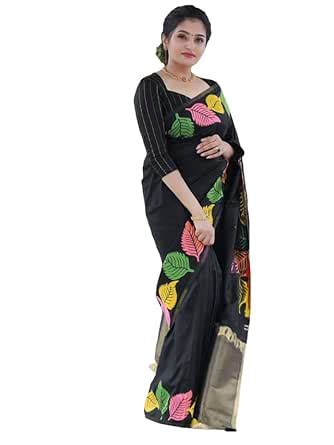 Buy Satrani Women's Silk Jacquard Saree with Unstitched Blouse Piece ...