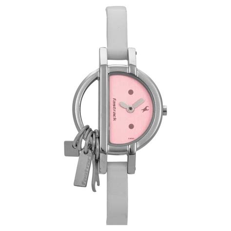 Buy Online Fastrack Quartz Analog Pink Dial Leather Strap Watch for ...