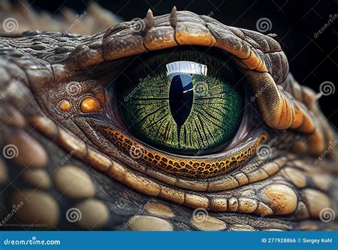 Eye of a Crocodile Close-up. Stock Illustration - Illustration of ...