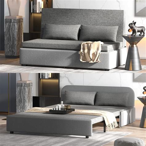 Buy ZAFLY Queen Convertible Sofa Bed, Loveseat, Linen Pull Out Sleeper ...