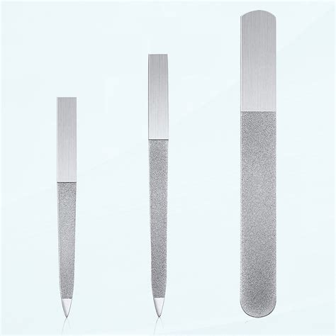 Nail Care 3 Pieces Diamond Nail File Set Stainless Steel Double Side ...