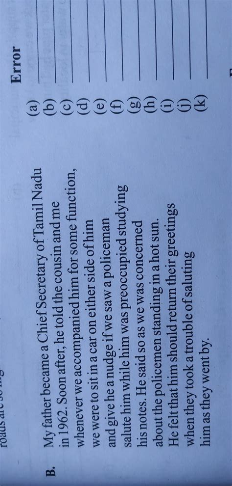 the following passages have not been edited. there is an error in each ...