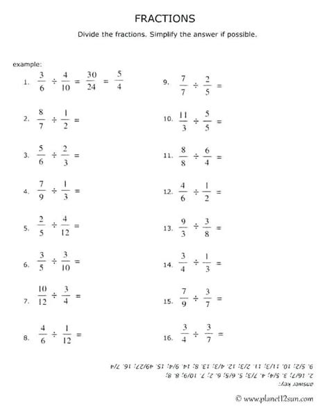 Image result for Add/Subtract Multiply/Divide Fractions Worksheet