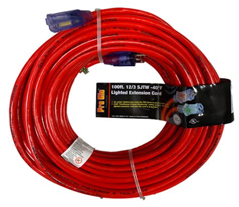 Pro Glo 12/3 100 Foot Extension Cord Red Single-Ended
