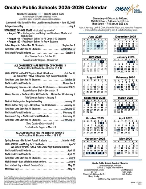 Omaha Public Schools Calendar 25-26 Revised [pdf] - EduCounty
