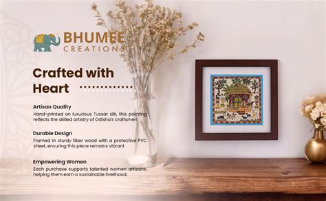 Bhumee Creations Hand-printed Tussar Silk Painting | Table top Painting ...