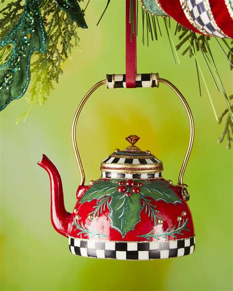 MacKenzie-Childs Holiday Kettle Glass Ornament | Neiman Marcus