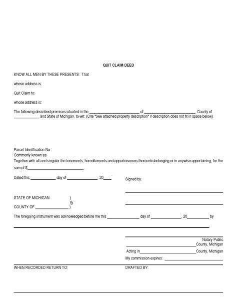 Michigan Quit Claim Deed Form - Deed Forms : Deed Forms