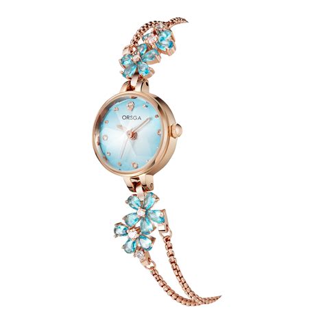 ORSGA FLEUR Blue Dial Flower Chain Bracelet Watch