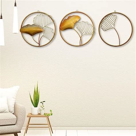 CraftVatika Wall Mounted Metal Round Frame Leaf Design Wall Decorative ...