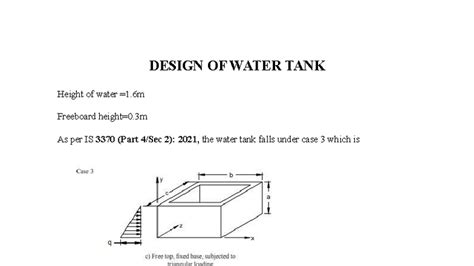 Design of Water Tank as per IS 3370 (Part 2): 2021 Guidelines - Studocu