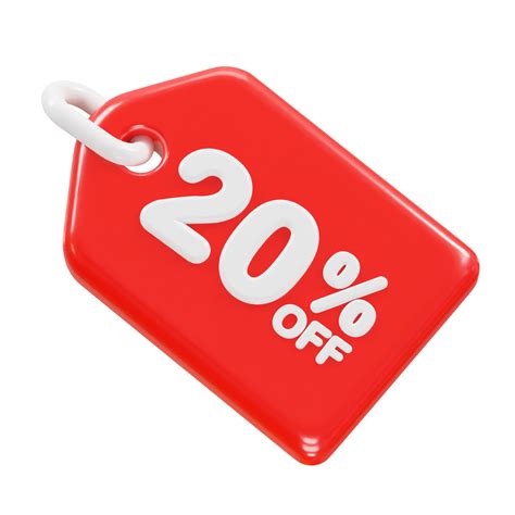 20 percent off discount sale icon 3d render illustration 34911711 PNG