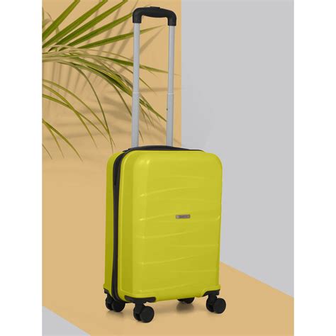 Buy Teakwood Unisex Lime Green Solid Hard Sided Cabin Trolley Bag (S ...