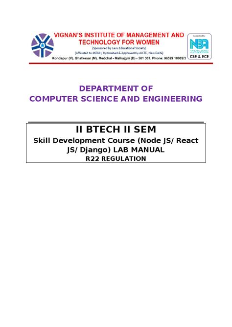 Skill Development Course II (CSE) Lab Manual: Node JS, React JS, Django ...