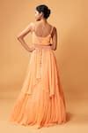Buy Peach Georgette Embroidery Sequin V Neck Draped Top And Lehenga Set ...