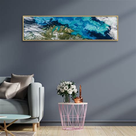 Topography Blue Canvas Painting Wall Art Print, Decorative Modern Fram ...